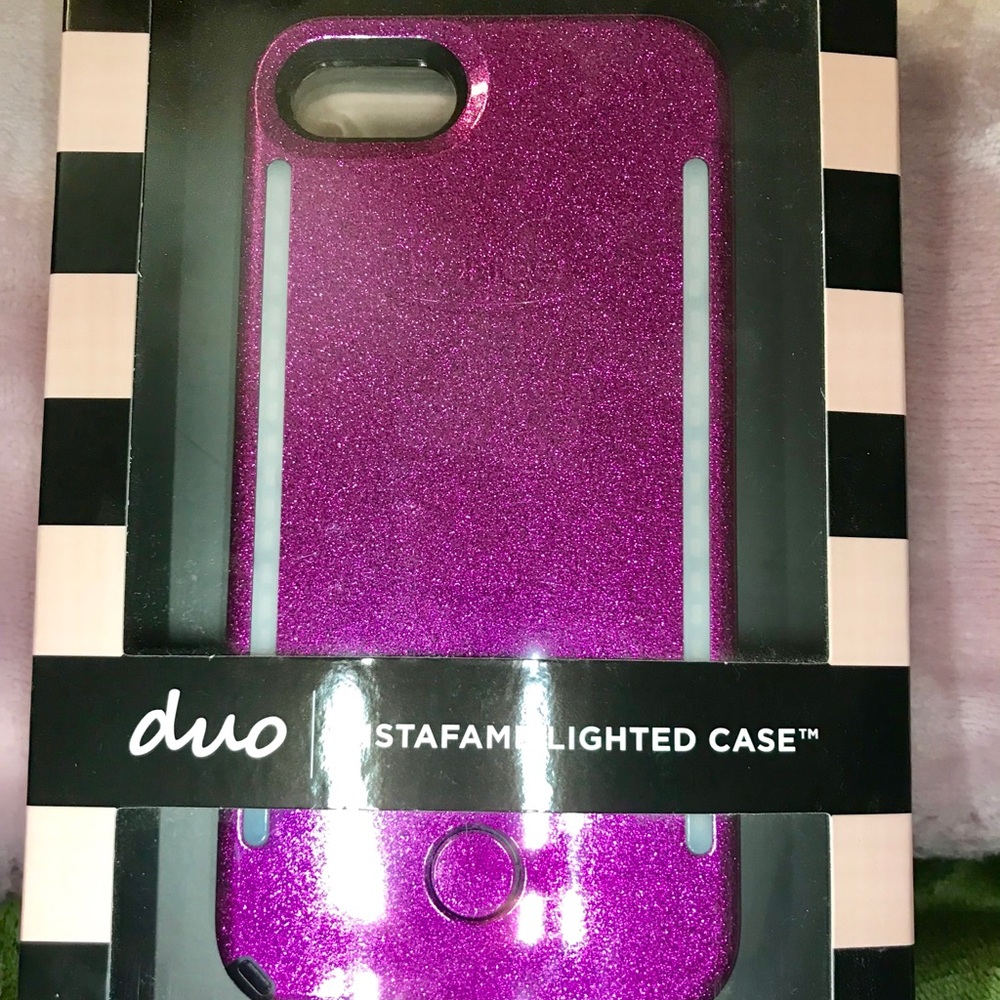 LuMee Duo purple glitter iPhone 7, 8 light case